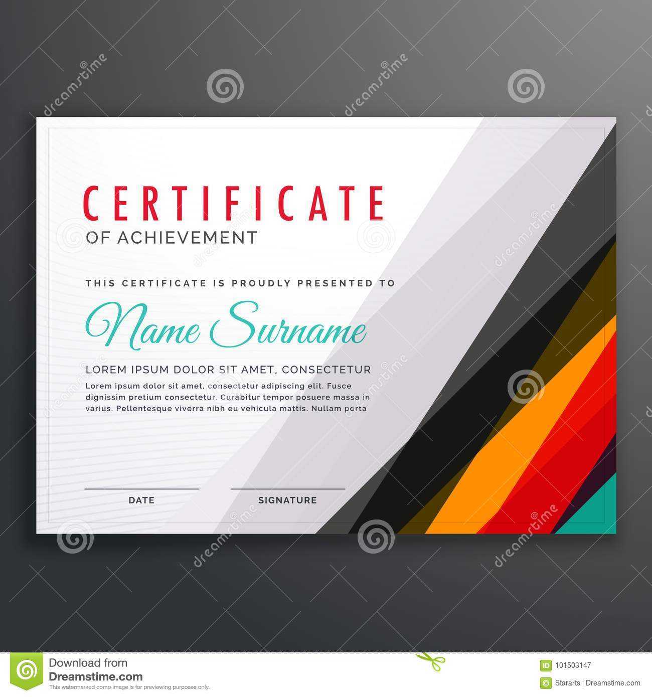 Modern Certificate Design Template With Colorful Lines Stock With Crossing The Line Certificate Template