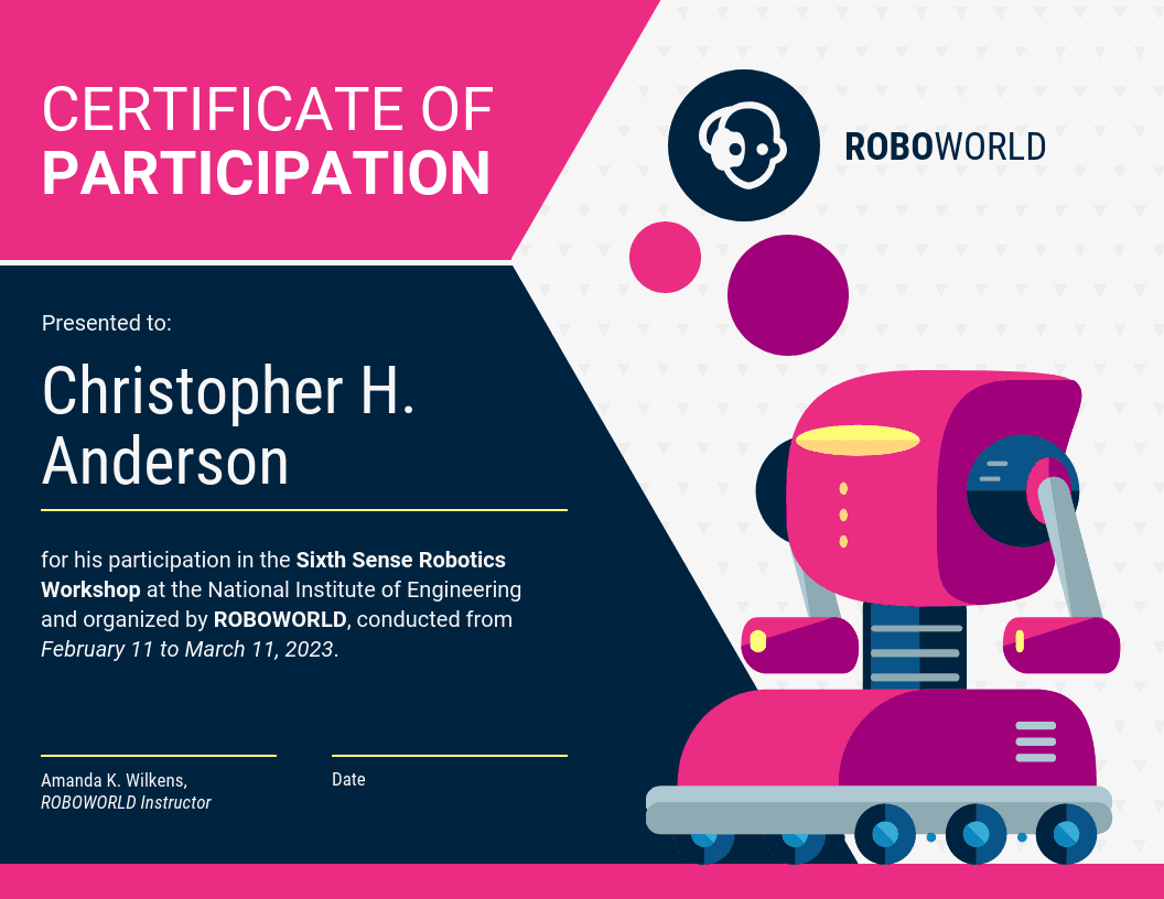 Modern Certificate Of Participation Template With Workshop Certificate Template