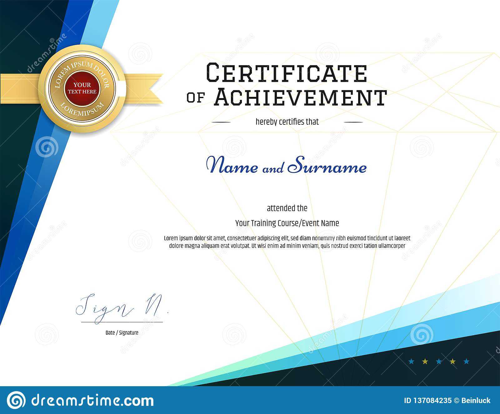 Modern Certificate Template With Elegant Border Frame For Free Training Completion Certificate Templates
