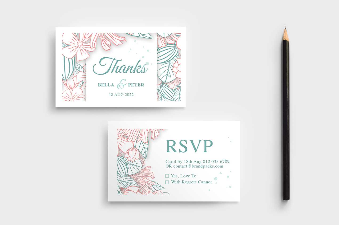 Modern Floral Wedding Rsvp Card Template – Brandpacks Inside Template For Rsvp Cards For Wedding