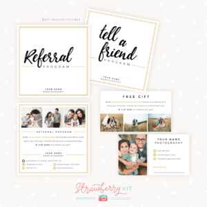 Modern Hand Lettering Referral Card Set - Strawberry Kit for Referral Card Template