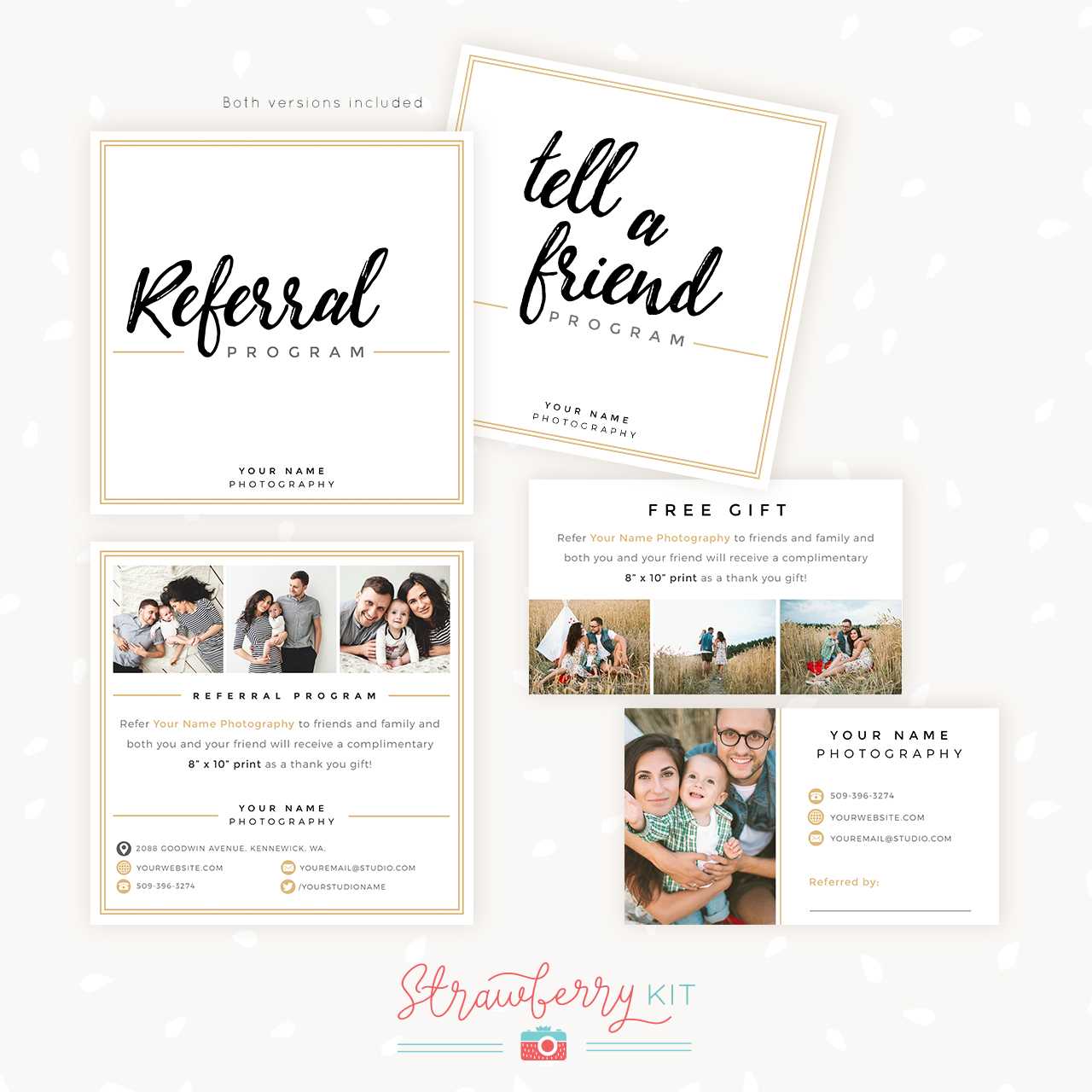 Modern Hand Lettering Referral Card Set - Strawberry Kit For Referral Card Template