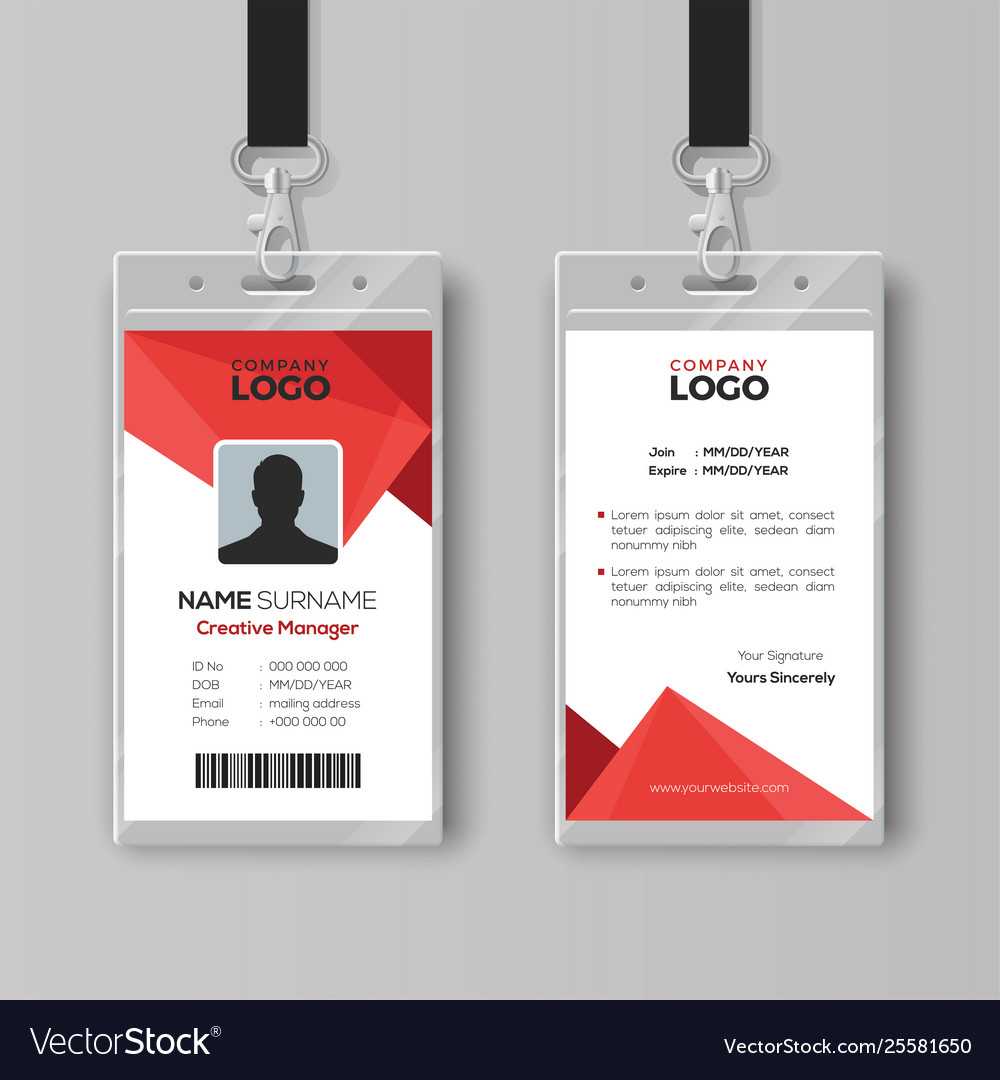 Modern Id Card Template With Abstract Red Regarding Conference Id Card Template