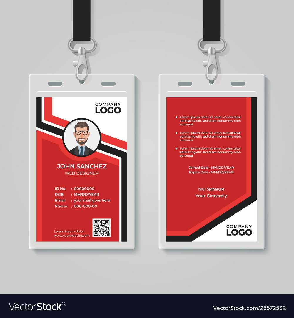 Modern Red Id Card Template Regarding Template For Id Card Free Download