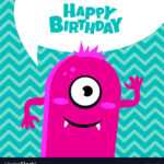 Monster Party Card Design Happy Birthday Card Regarding Monster High Birthday Card Template