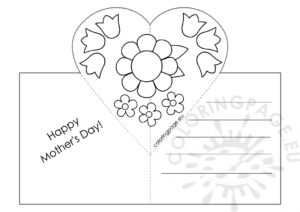 Mothers Day Card With Heart Pop-Up Template – Coloring Page with Mothers Day Card Templates