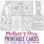 Mother's Day Coloring Cards | 8 Pack Throughout Mothers Day Card Templates
