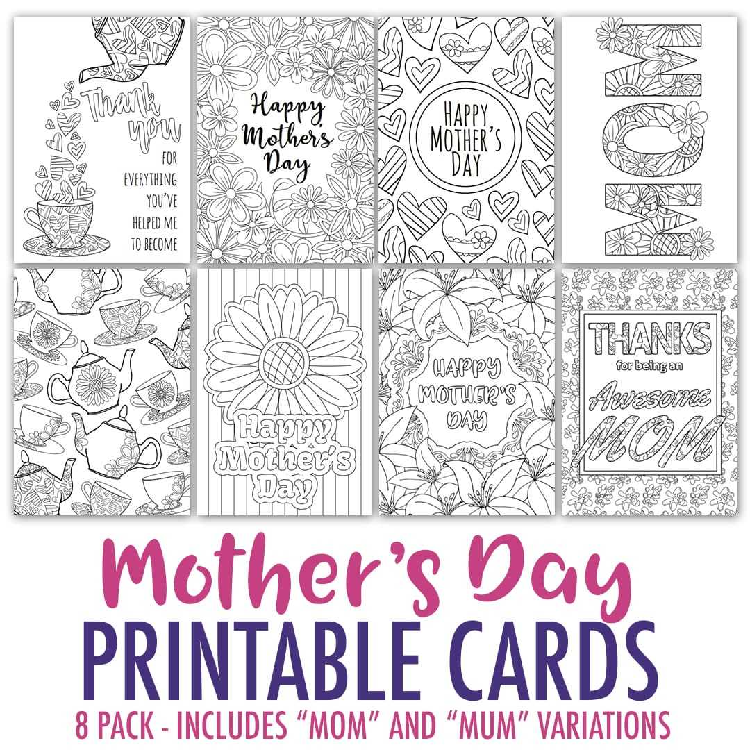 Mother's Day Coloring Cards | 8 Pack Throughout Mothers Day Card Templates