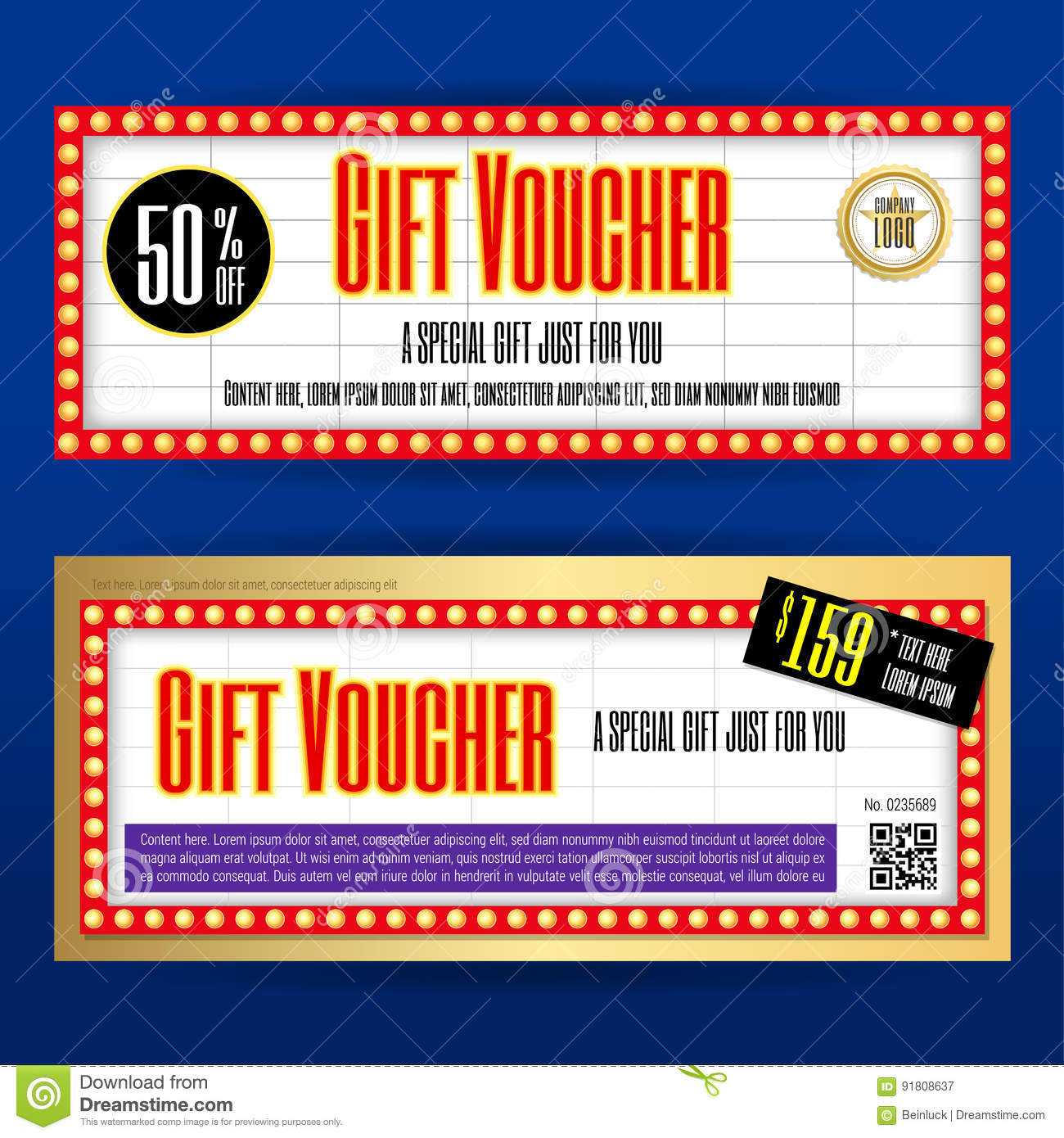 Movie Ticket Sign Theme Gift Voucher Or Gift Coupon Template Inside Movie Gift Certificate Template