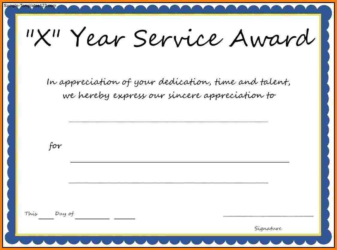 Multi Year Service Award Certificate Template In Certificate Of Service Template Free