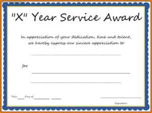 Multi-Year Service Award Certificate Template with regard to Certificate For Years Of Service Template