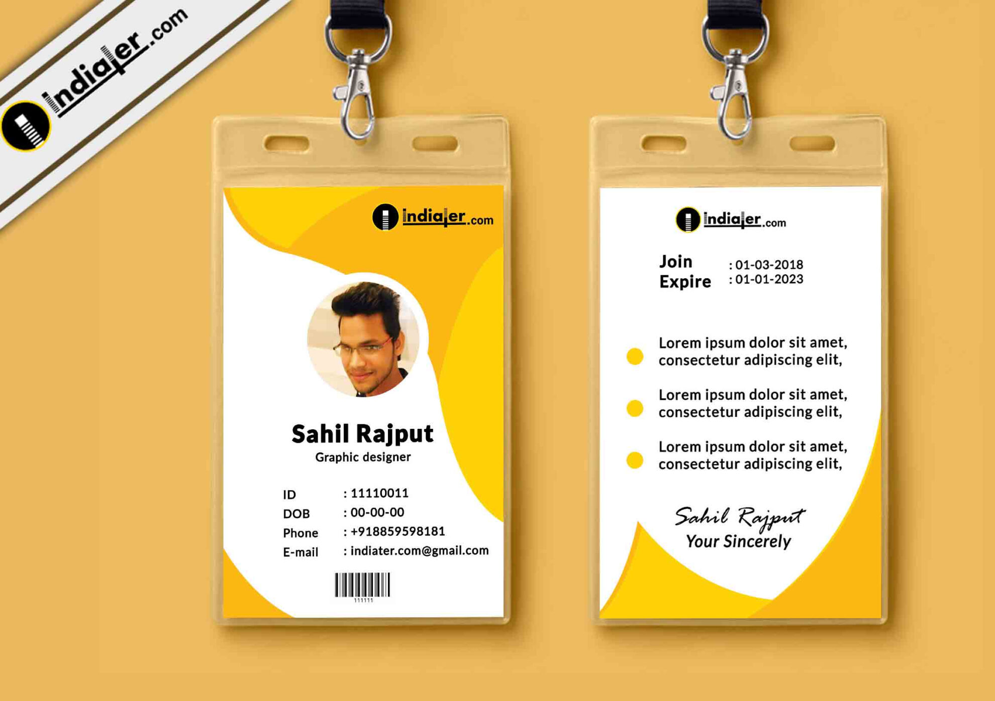Multipurpose Corporate Office Id Card Free Psd Template pertaining to