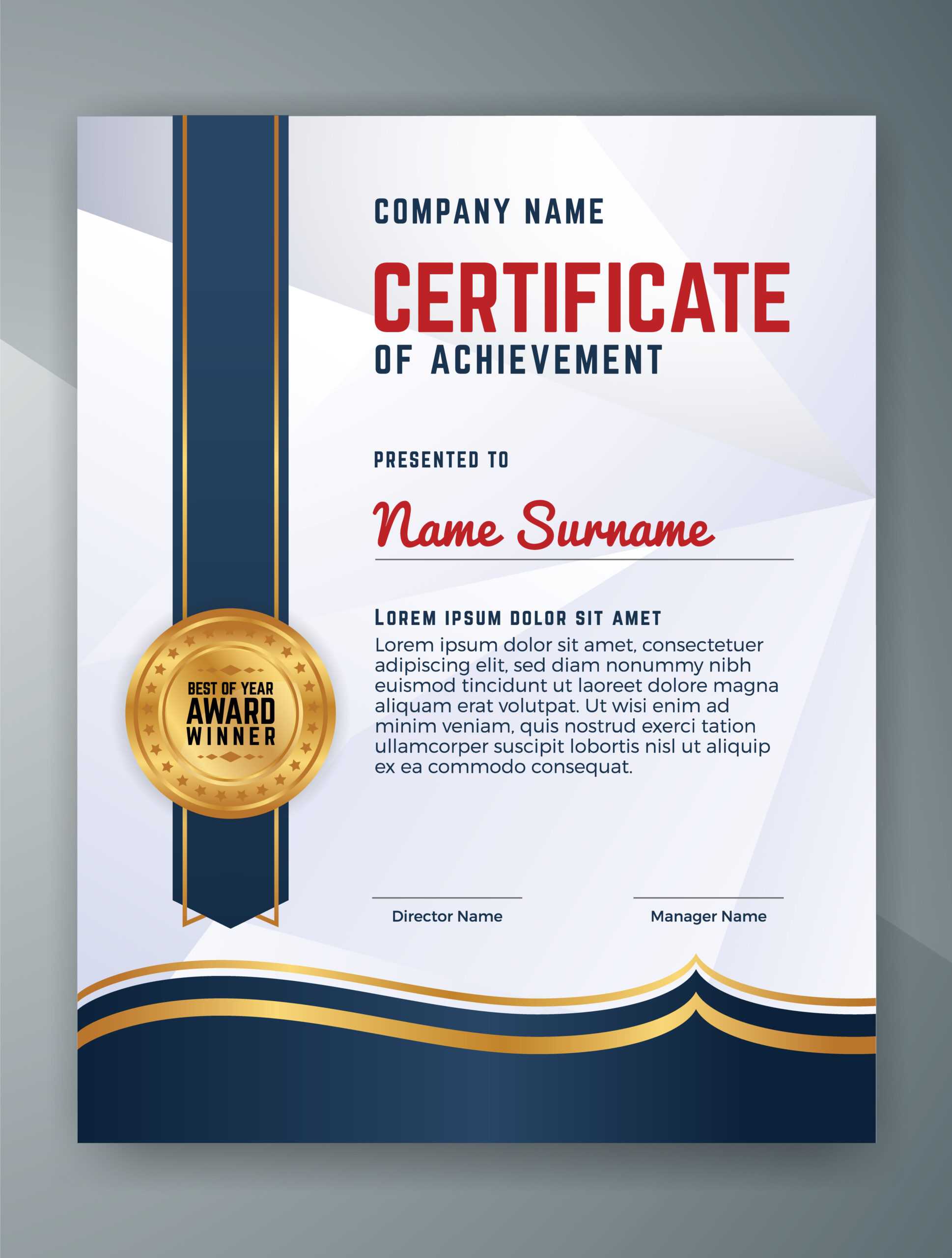 Multipurpose Professional Certificate Template Design With Professional Award Certificate Template