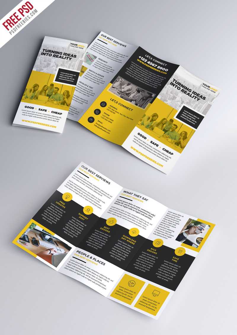 Multipurpose Tri Fold Brochure Psd Template | Psdfreebies Intended For Brochure Psd Template 3 Fold