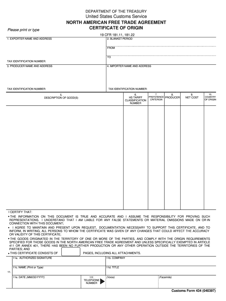Nafta Form - Fill Online, Printable, Fillable, Blank | Pdffiller With Nafta Certificate Template