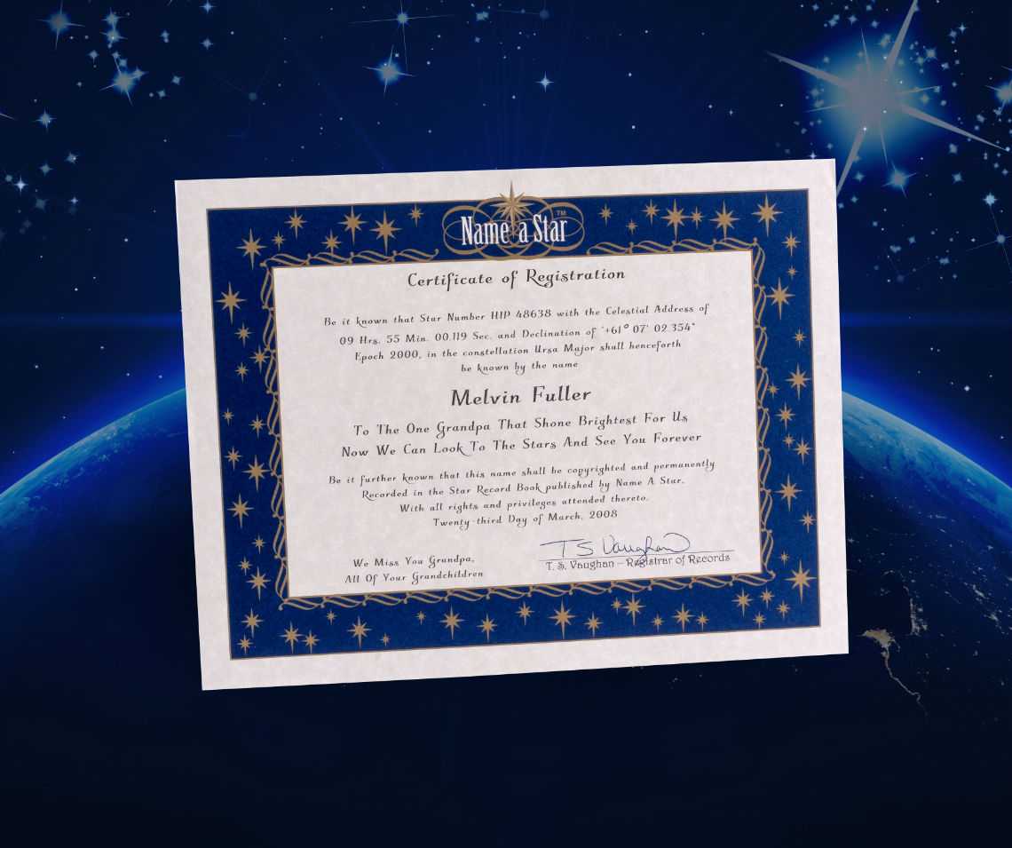 Name A Star Instant Certificate – Buy And Name A Star | Name In Star Naming Certificate Template
