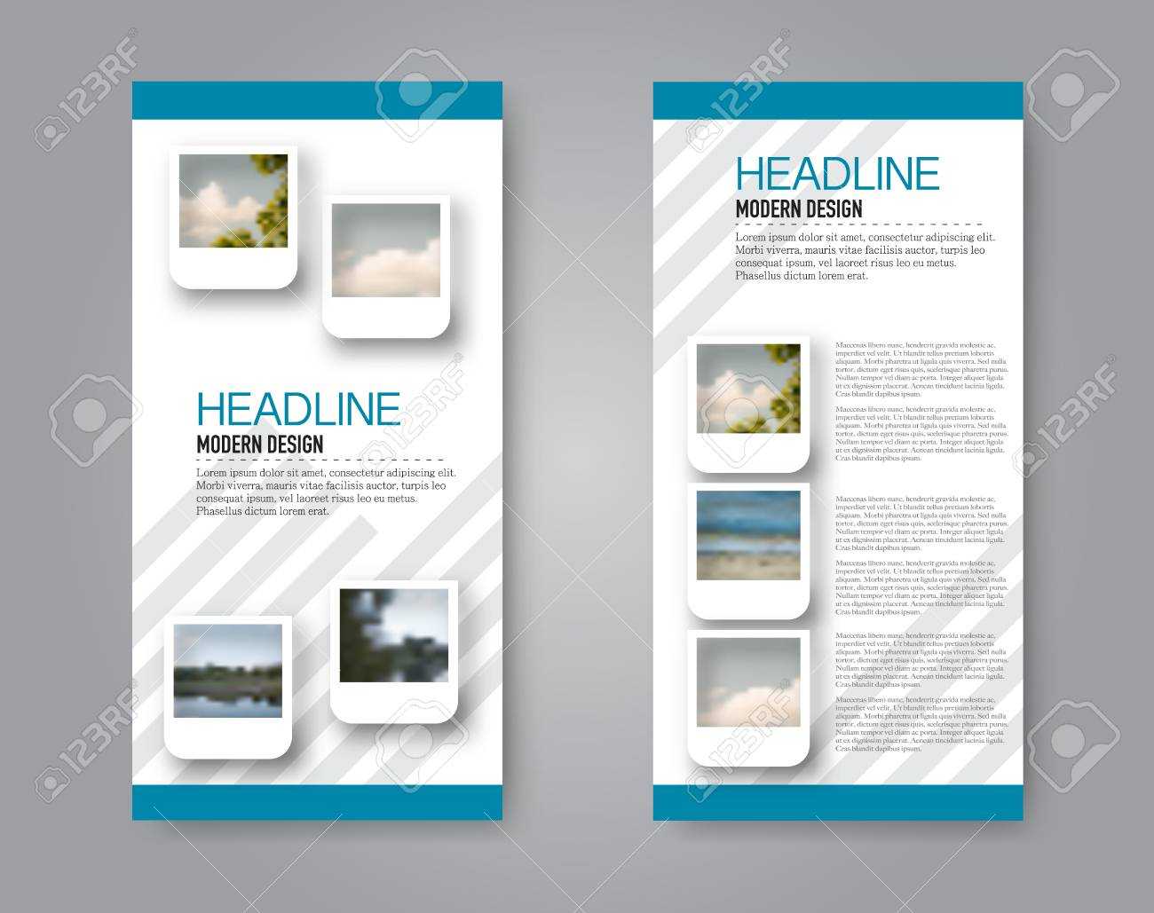 Narrow Flyer And Leaflet Design. Set Of Two Side Brochure Templates With Regard To Mac Brochure Templates