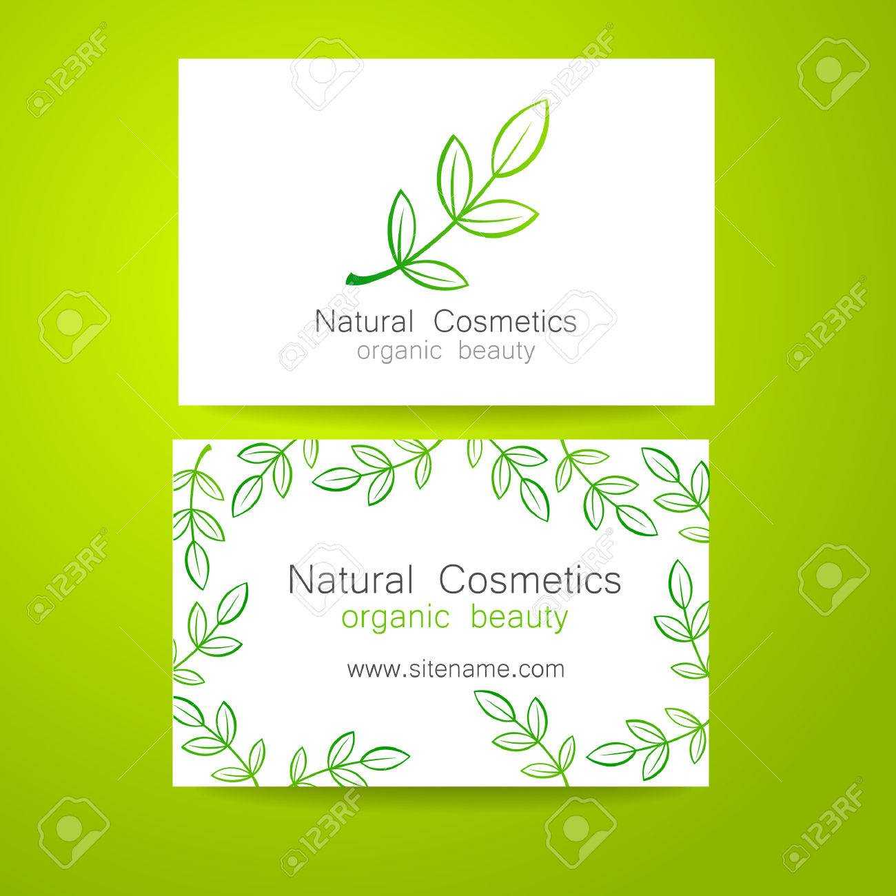 Natural Cosmetics Logo. Template Design For Organic Bio Products.  Presentation Of The Business Card. Within Bio Card Template