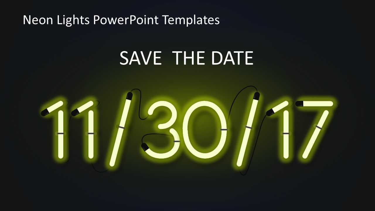 Neon Light Date Powerpoint – Slidemodel For Save The Date Powerpoint Template