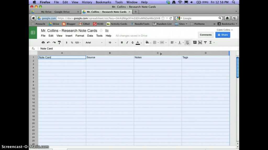 notecard template for google docs