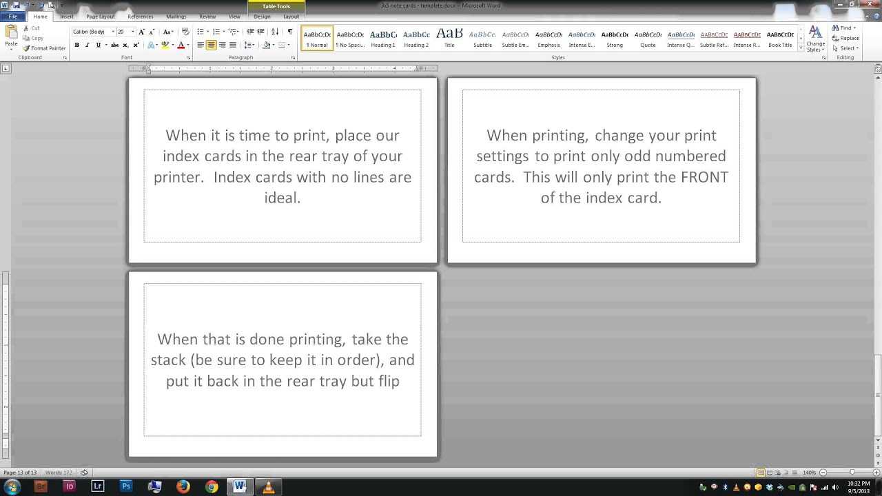 Note/index Cards - Word Template For Word Template For 3X5 Index Cards