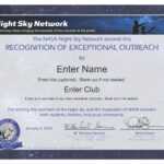 Nsn Astronomy Outreach Award Certificate (For Service In Inside Borderless Certificate Templates
