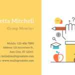 Orange And Blue School Icons Student Business Card Pertaining To Student Business Card Template