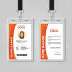 Orange And White Corporate Id Card Template In Work Id Card Template