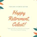 Orange Dark Teal Illustrated Wreath Retirement Card With Regard To Retirement Card Template