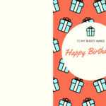 Orange Teal Gift Present Birthday Funny Friend Folded Card In Foldable Birthday Card Template
