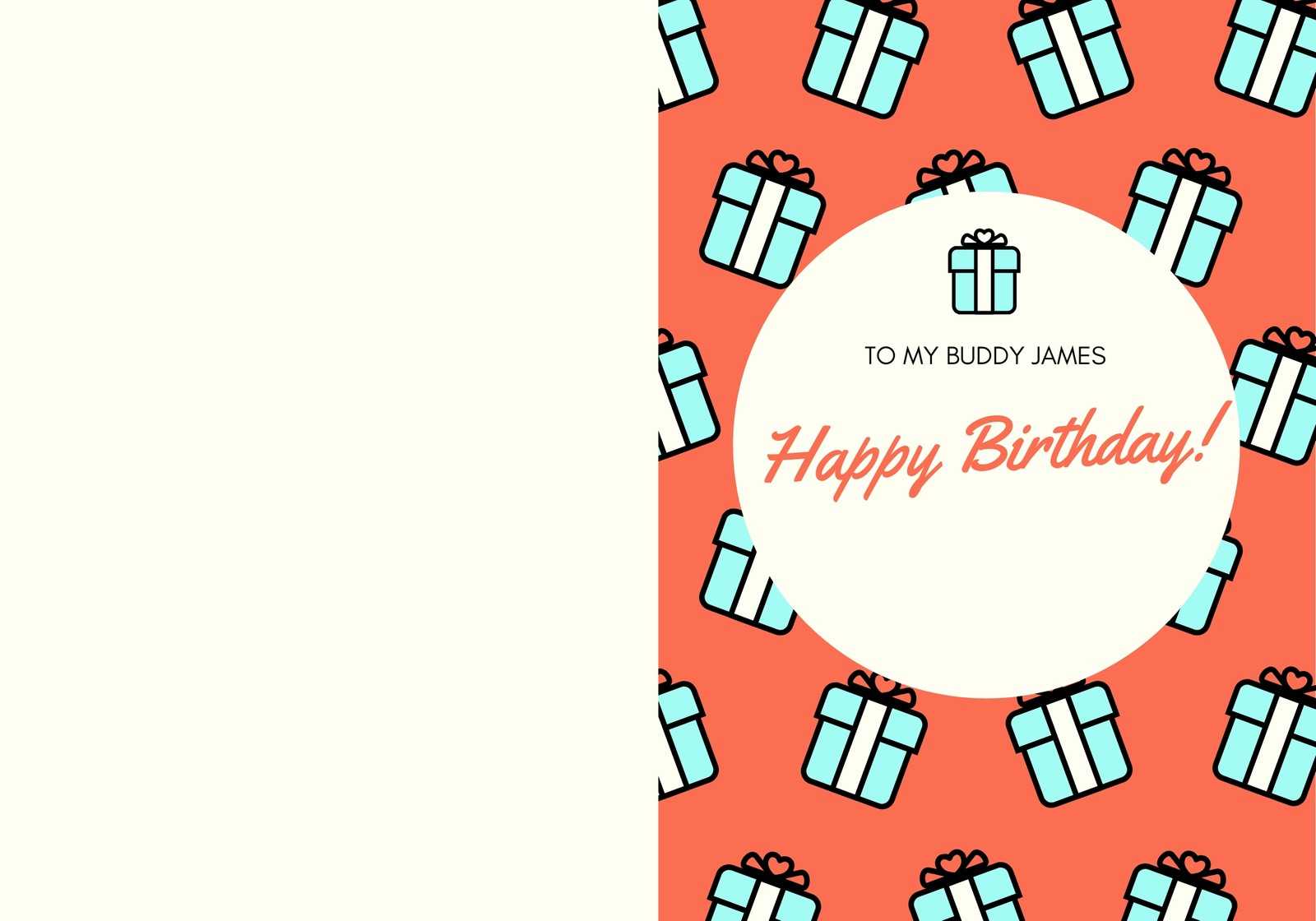 Orange Teal Gift Present Birthday Funny Friend Folded Card In Foldable Birthday Card Template