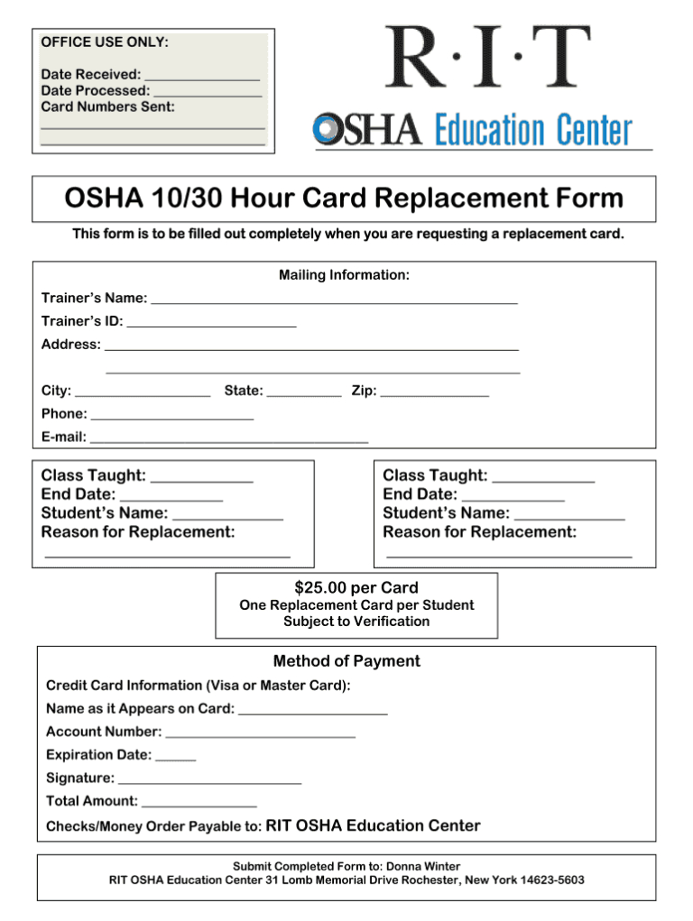 Osha 30 Card Template Fill Online Printable Fillable with Osha 10