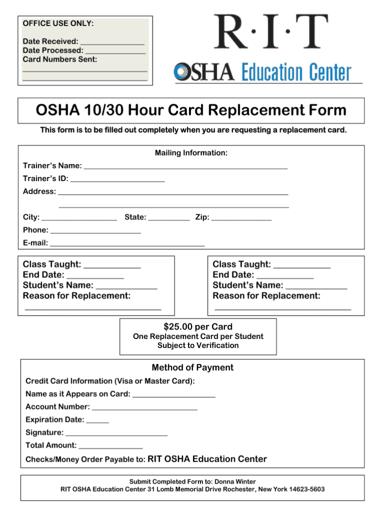 Osha 30 Card Template Fill Online Printable Fillable With Osha 10 Card Template Best