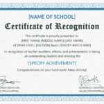 Outstanding Student Recognition Certificate Template Inside Certificate Of Recognition Word Template