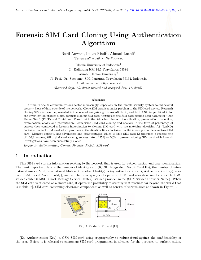 Pdf) Forensic Sim Card Cloning Using Authentication Algorithm Inside Sim Card Template Pdf