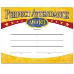 Perfect Attendance Yellow Gold Foil Stamped Certificates With Perfect Attendance Certificate Free Template