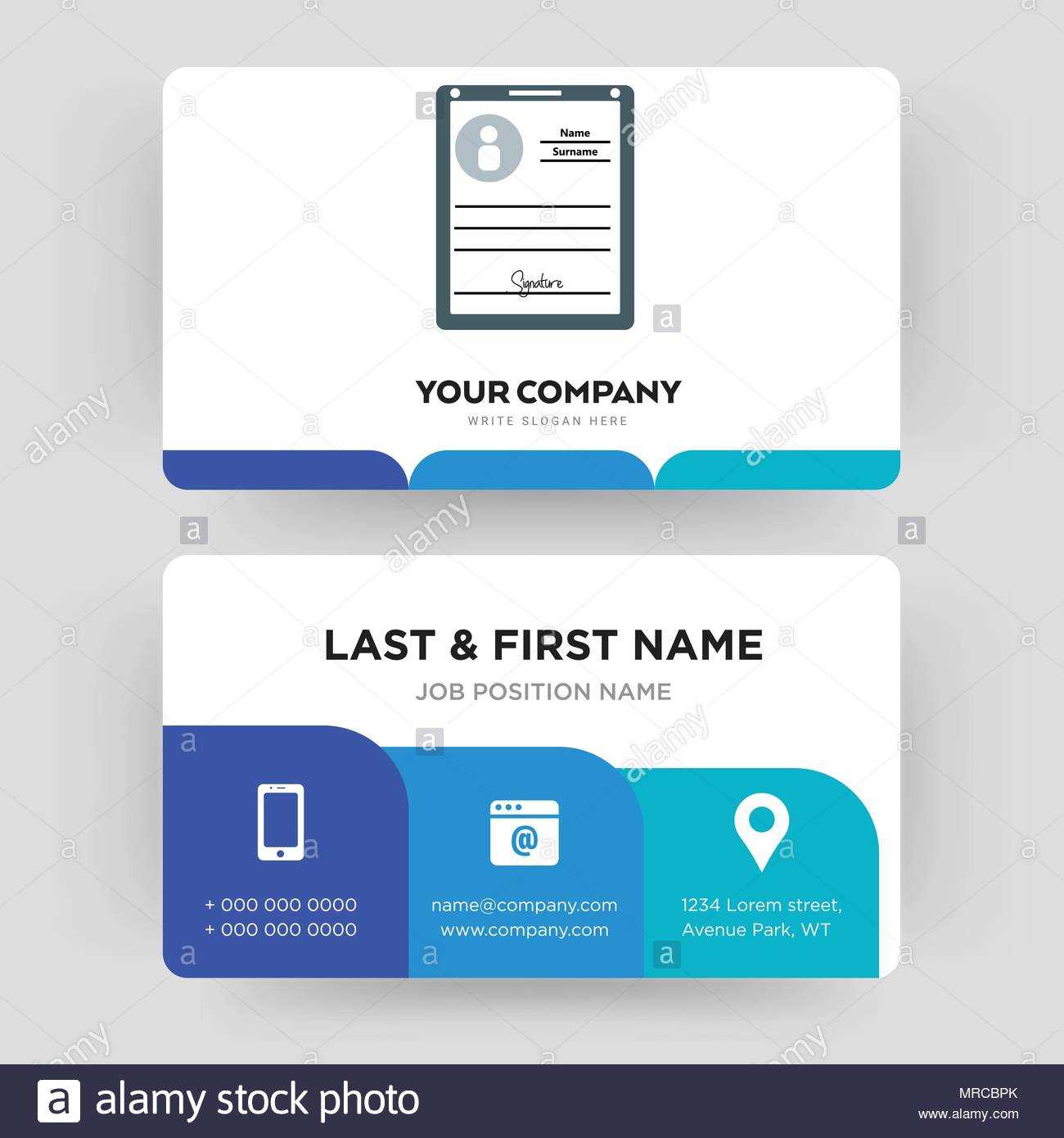Personal Details, Business Card Design Template, Visiting With Personal Identification Card Template