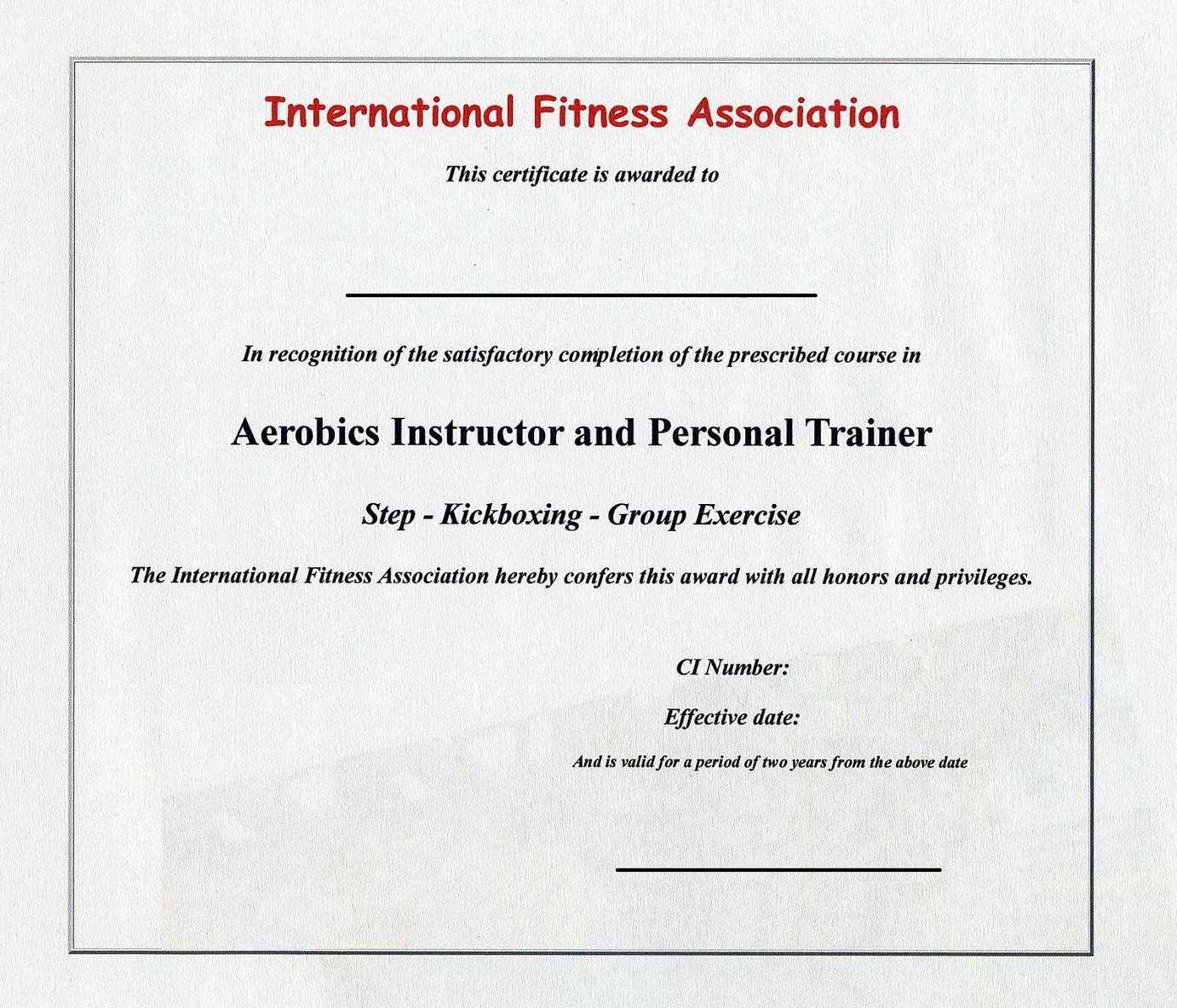 Personal Trainer Certificate Template – Certificate Templates Throughout Template For Training Certificate