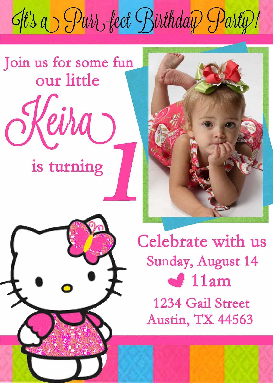 Personalized Hello Kitty Birthday Invitations Intended For Hello Kitty Birthday Card Template Free