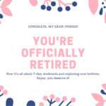 Pink And Blue Simple Plants Retirement Card – Templatescanva Inside Retirement Card Template