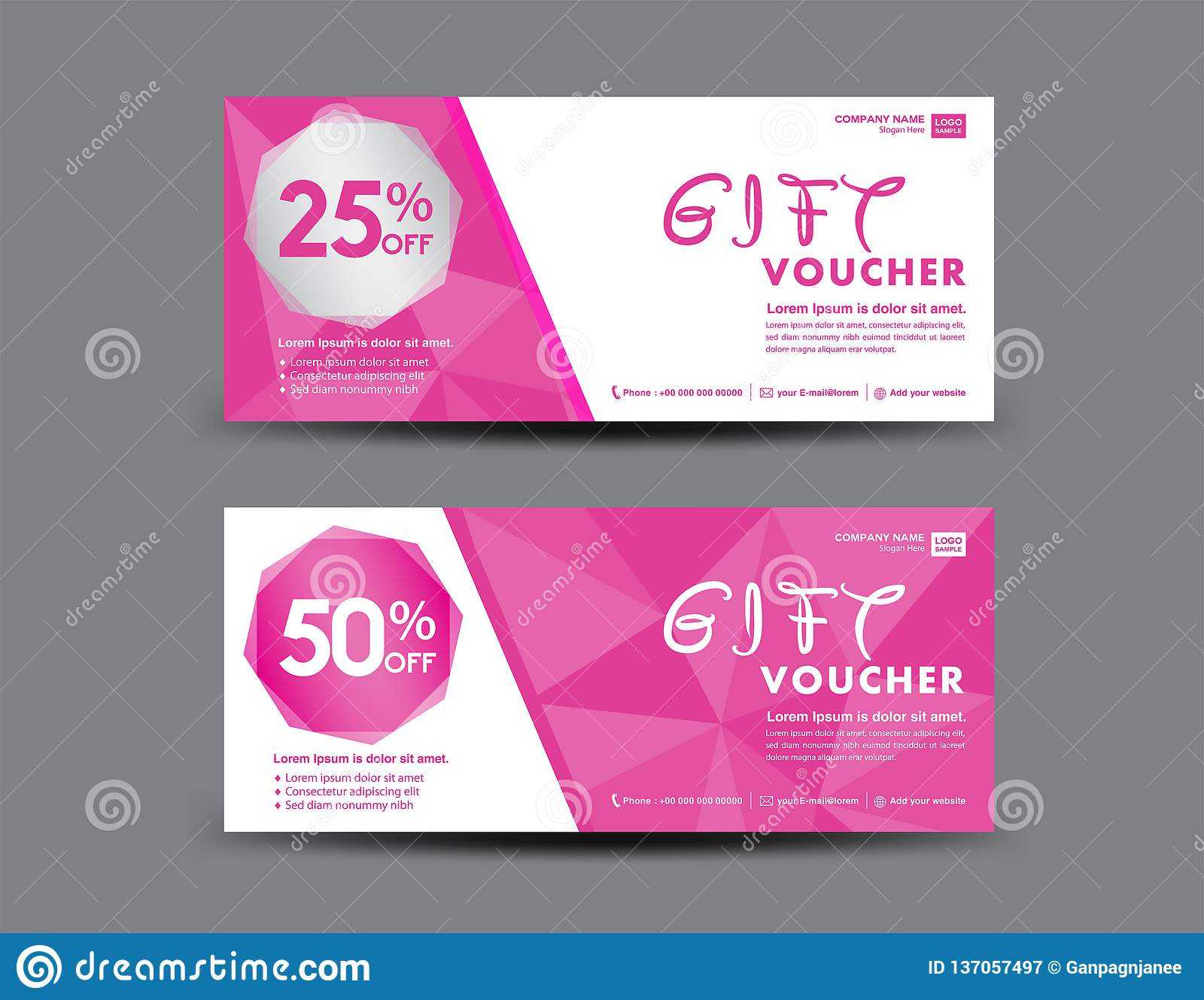 Pink Gift Voucher Template, Coupon Design, Certificate For Pink Gift Certificate Template