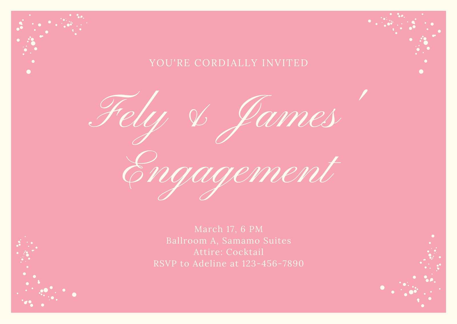 Pink & Gold Elegant Engagement Invitation Card – Templates Inside Engagement Invitation Card Template