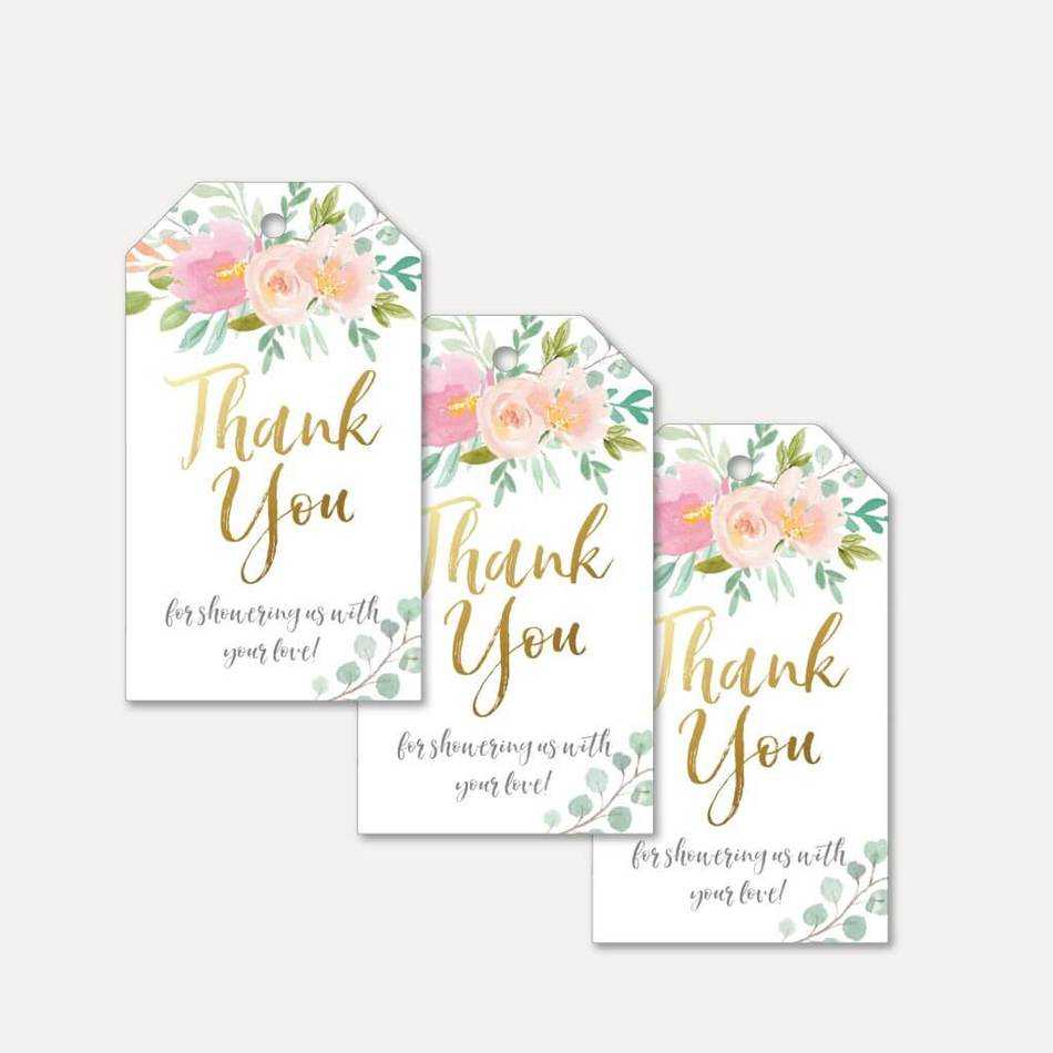 Pink Pastel Floral Baby Shower Thank You Favor Tags Template With Regard To Template For Baby Shower Thank You Cards