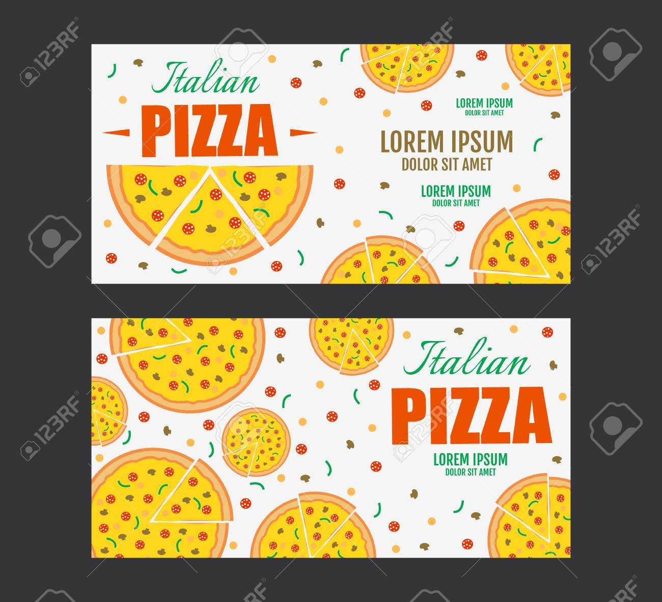 Pizza Flyer Vector Template. Two Pizza Banners. Gift Voucher Intended For Pizza Gift Certificate Template