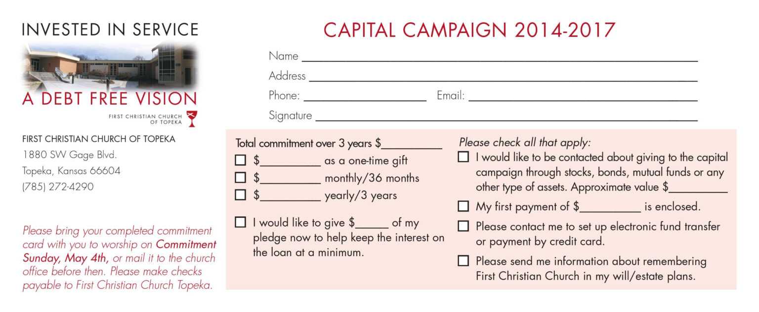 Building Fund Pledge Card Template