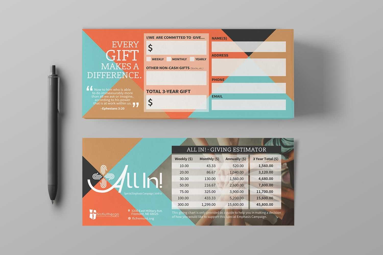 Pledge Cards & Commitment Cards | Church Campaign Design With Church Pledge Card Template