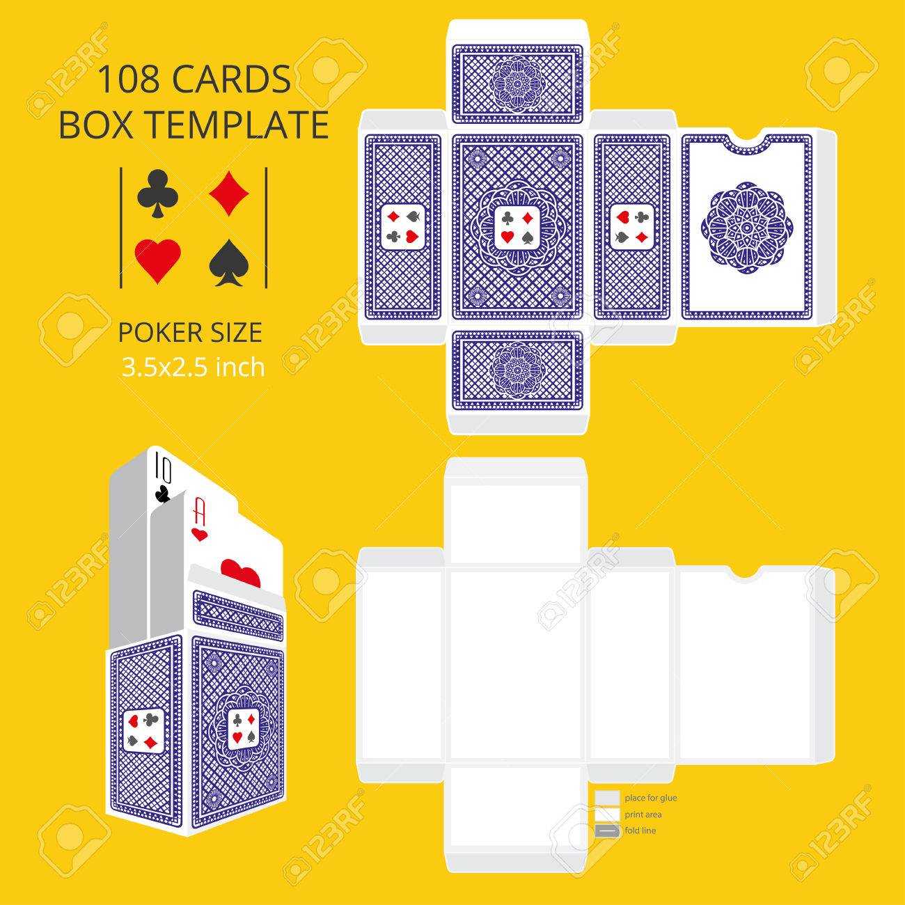 Poker Card Size Tuck Box Template.vector Illustration Ready Design.. With Regard To Playing Card Design Template