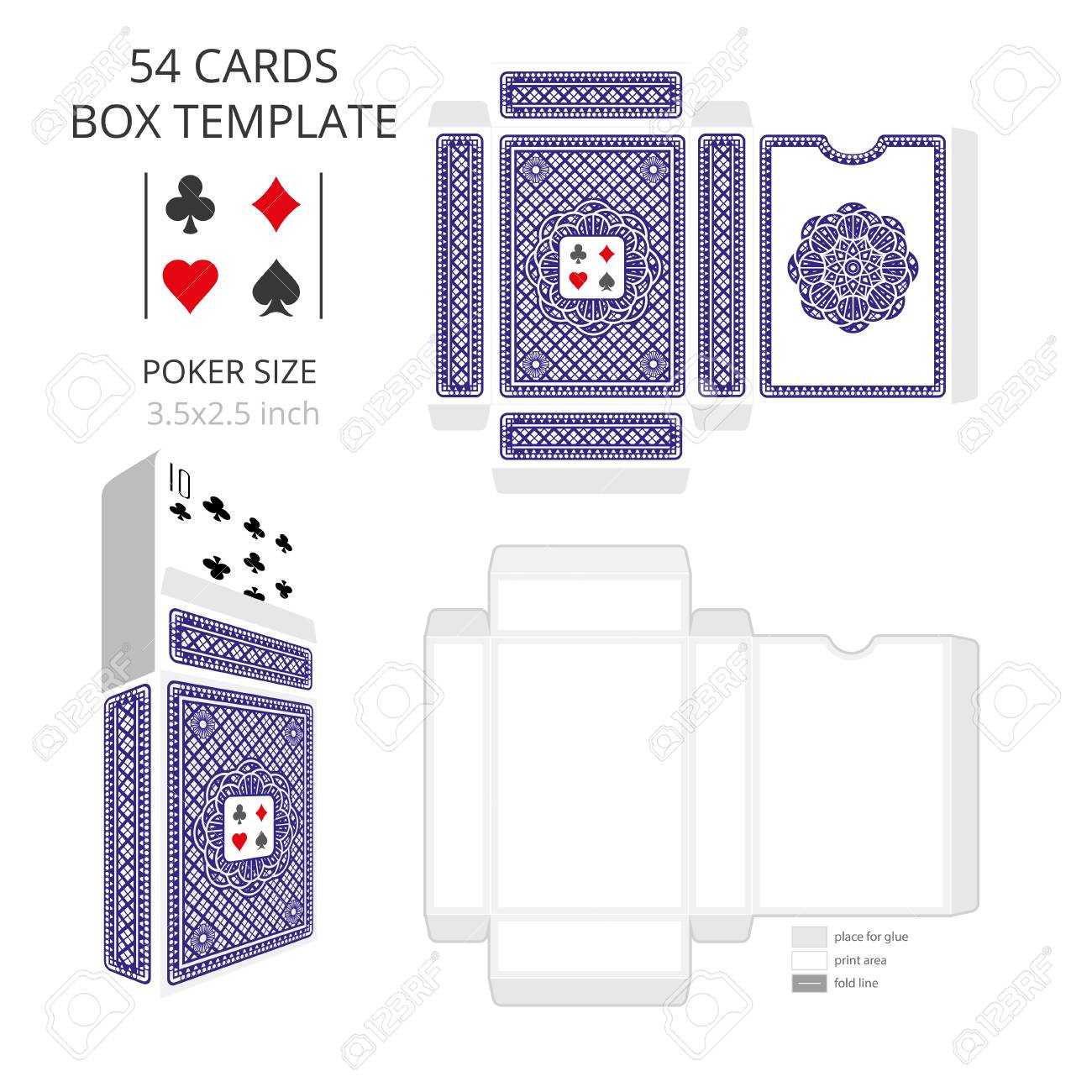 Poker Card Size Tuck Box Template.vector Illustration Ready Design.. Within Playing Card Design Template