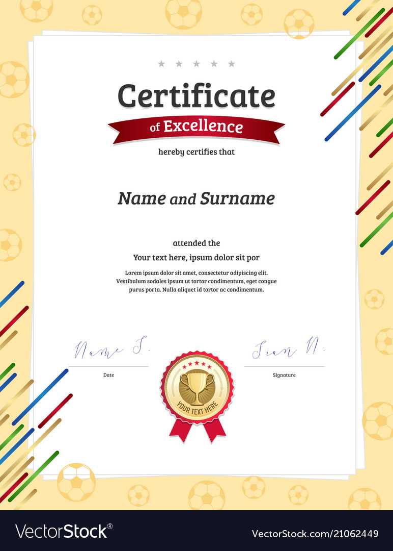 Portrait Certificate Template In Football Sport Within Football Certificate Template