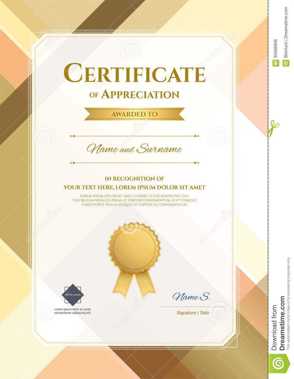 Portrait Modern Certificate Of Appreciation Template With In Walking Certificate Templates